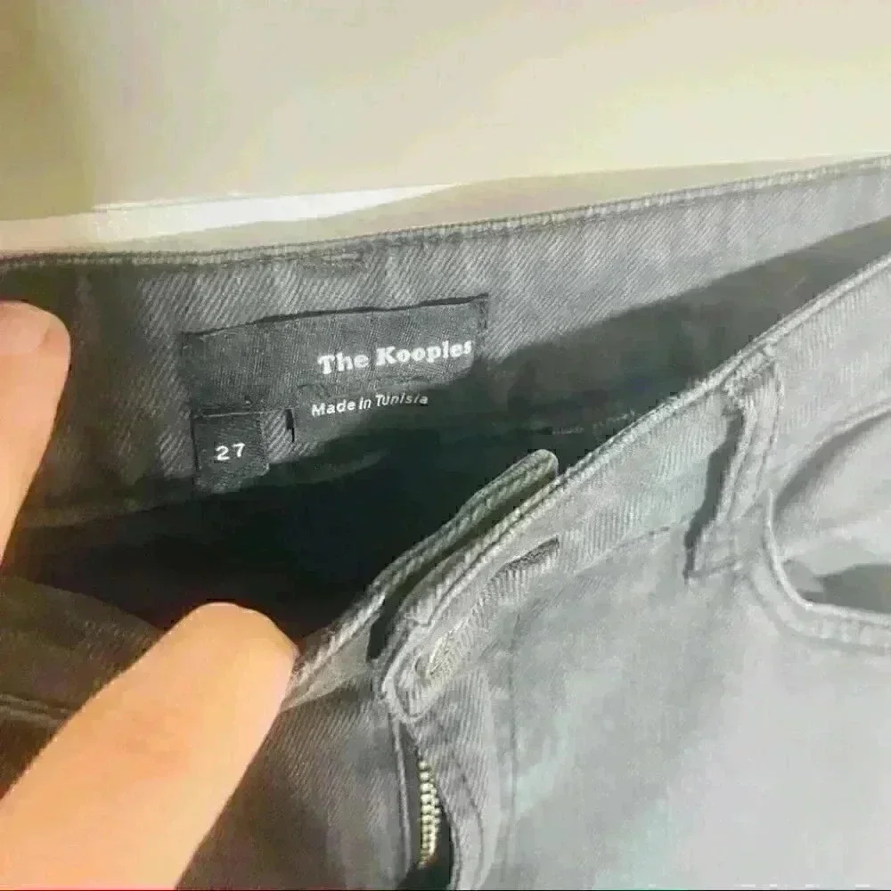 The Kooples High Waist Slim Leg Denim Jeans in Grey